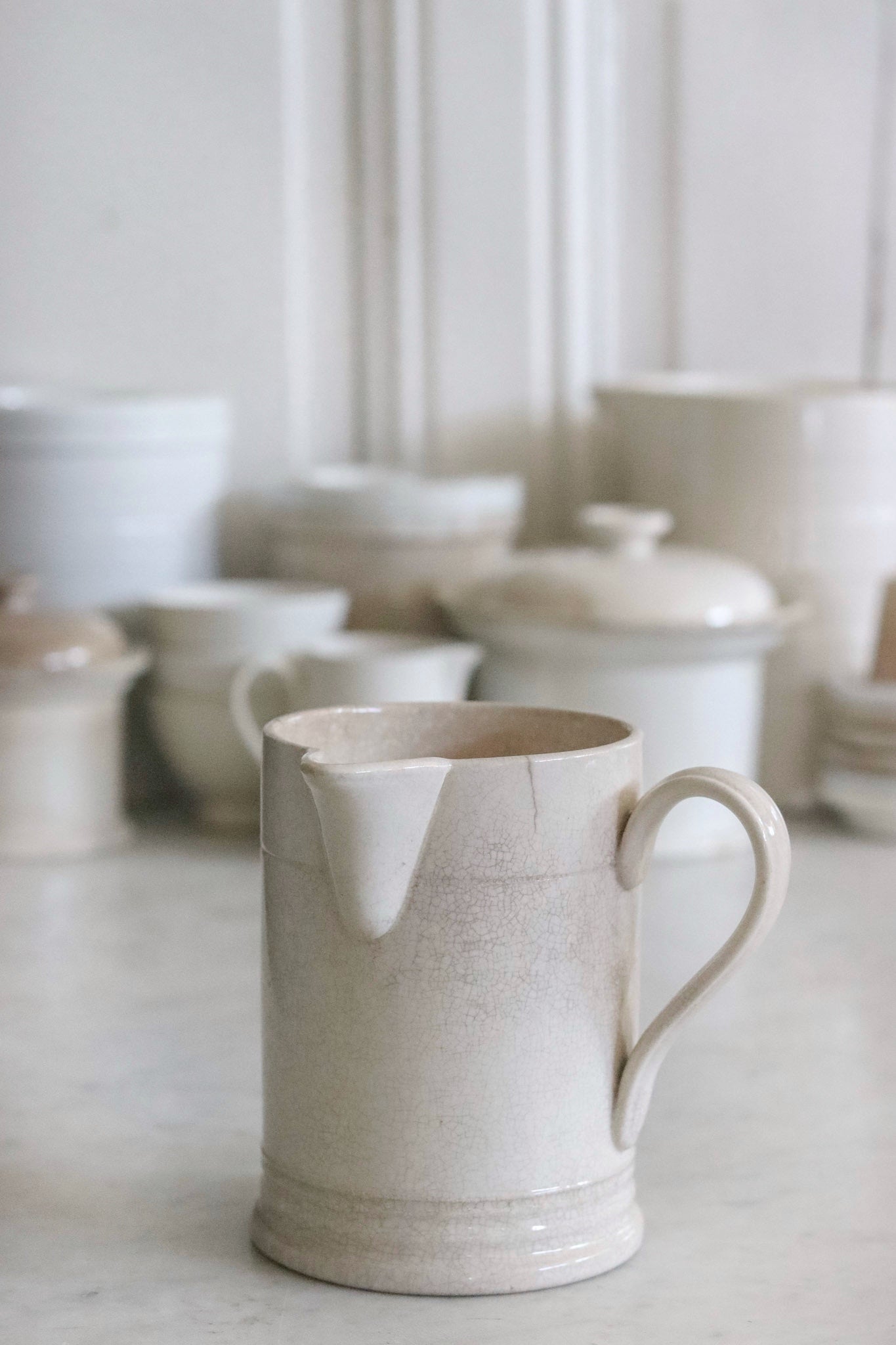 Vintage Ironstone Syrup Pitcher with Staining