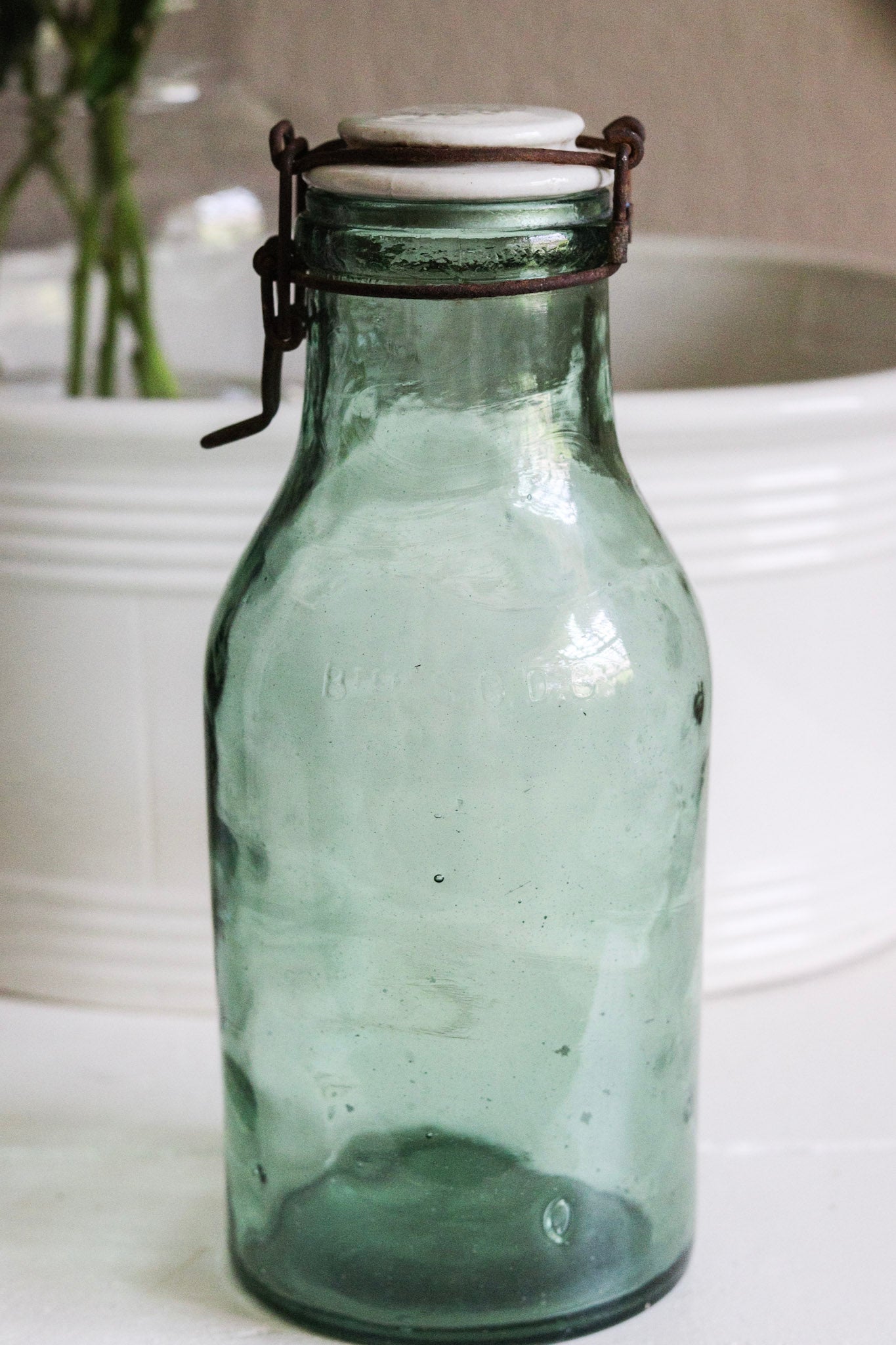 Extra Large Vintage French Canning Jar with Porcelain Top