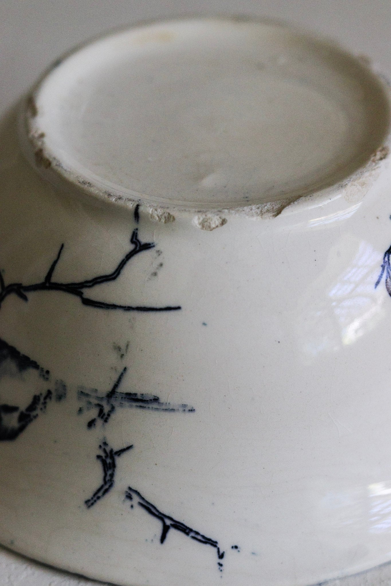 Antique French Transferware Bowl with Birds