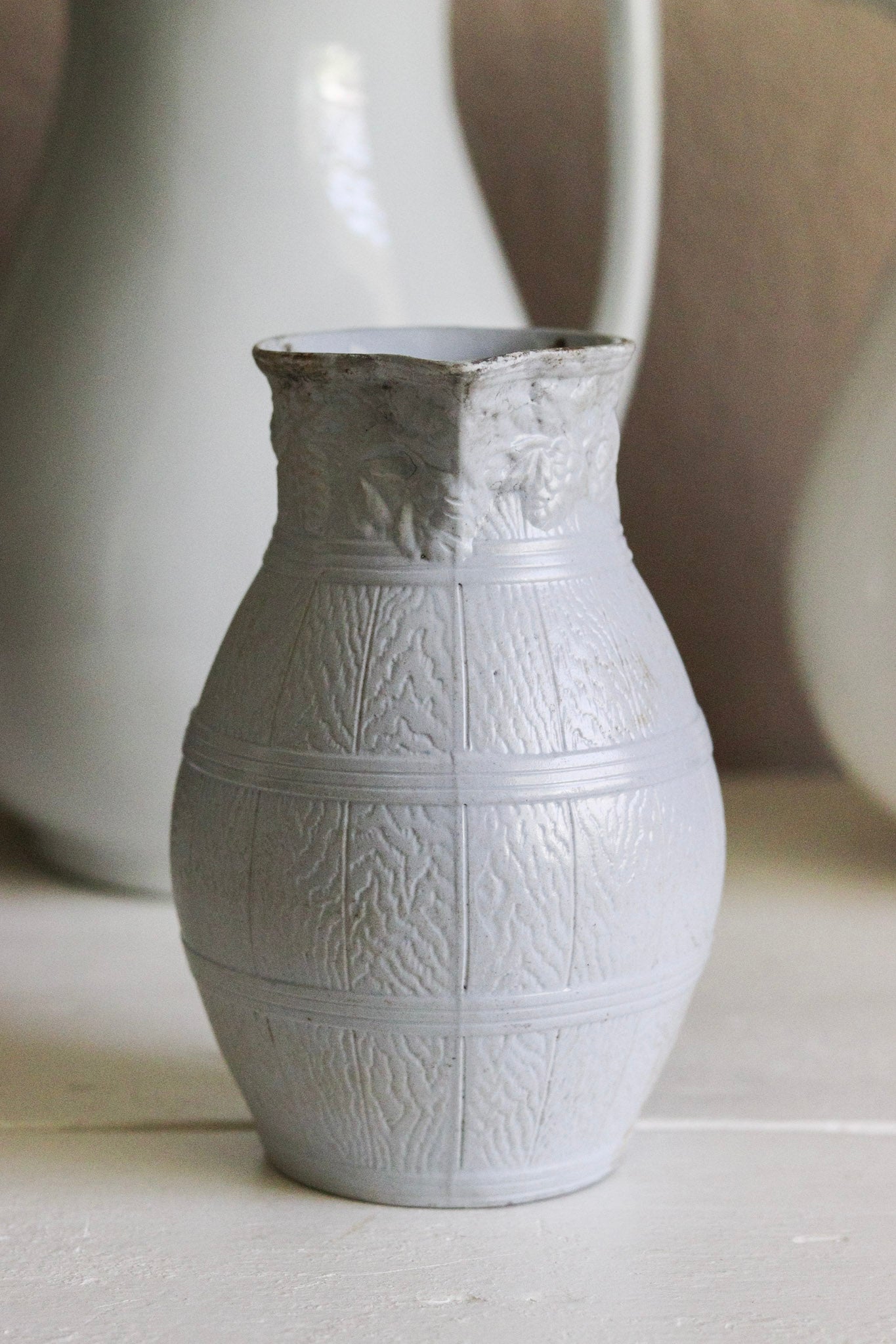 Antique English Pitcher with Staple Repairs