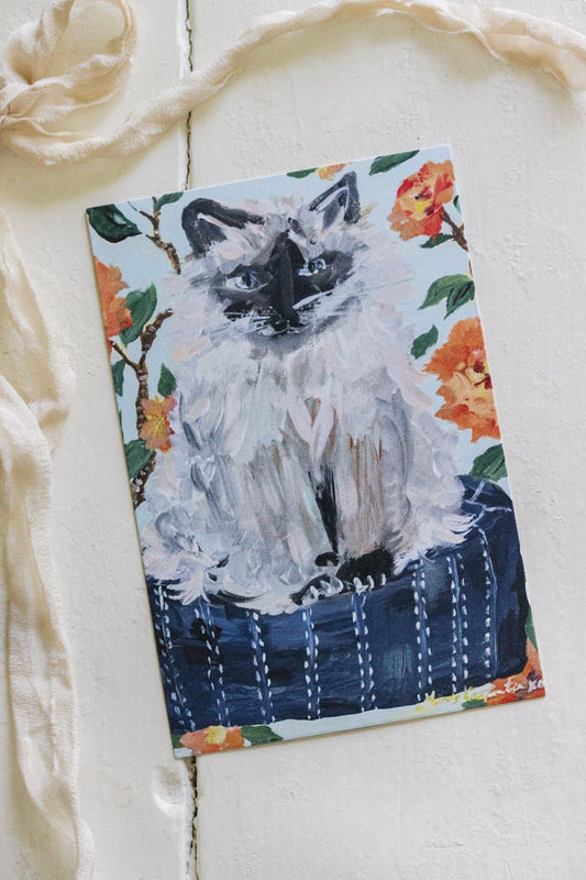 Kitty on a Pouf Postcard