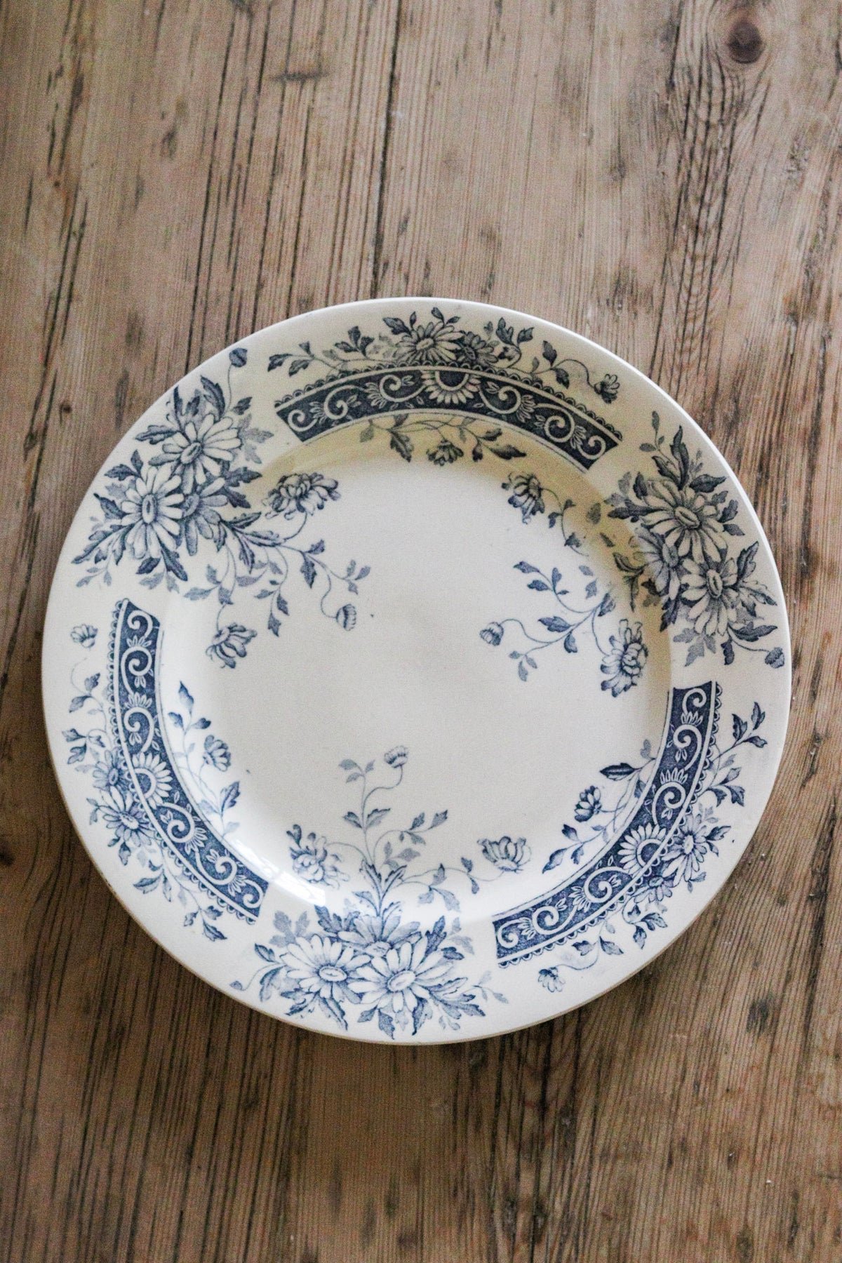 Antique French Transferware Plate with Flowers