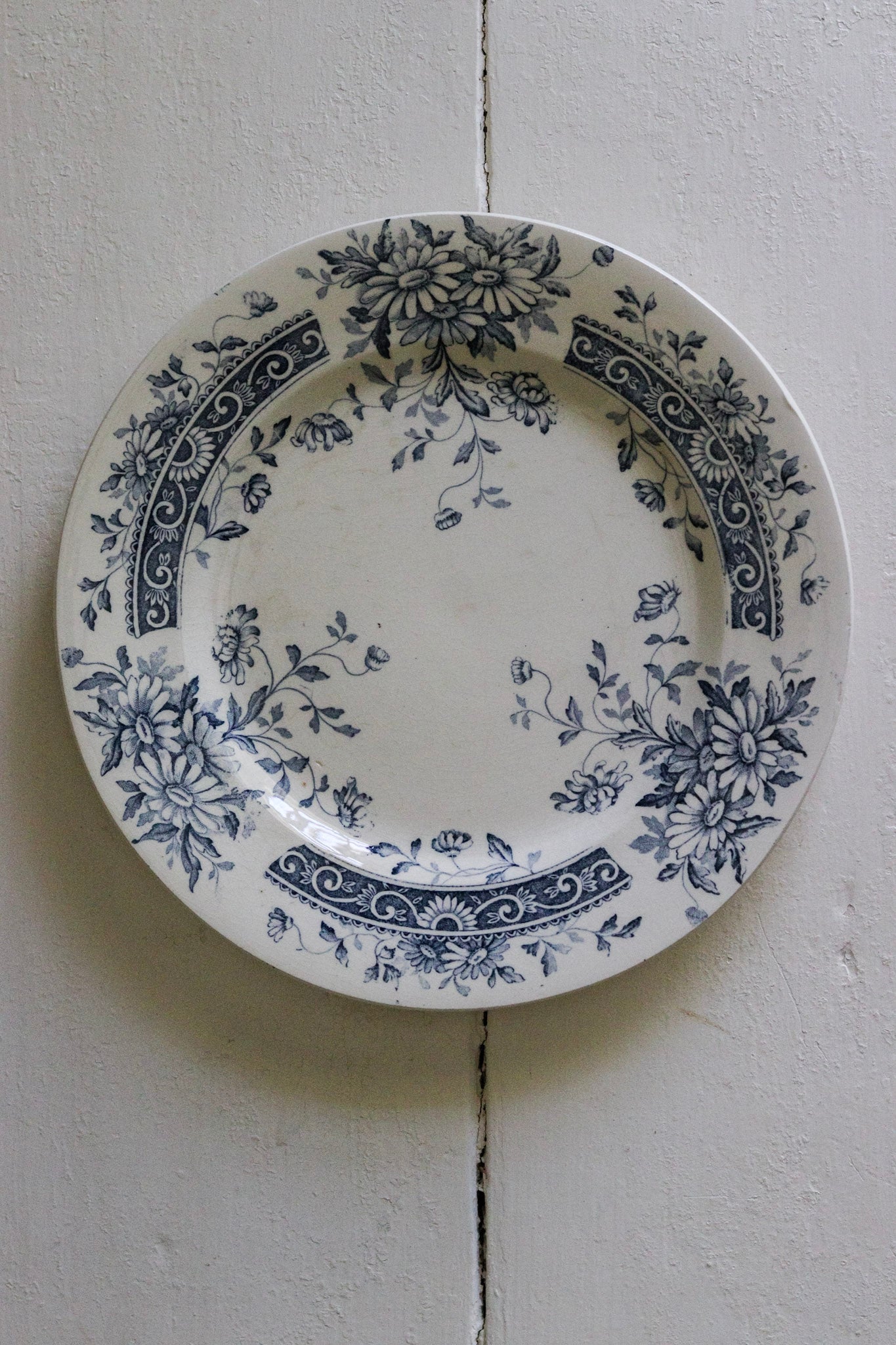 Antique French Transferware Plate with Flowers