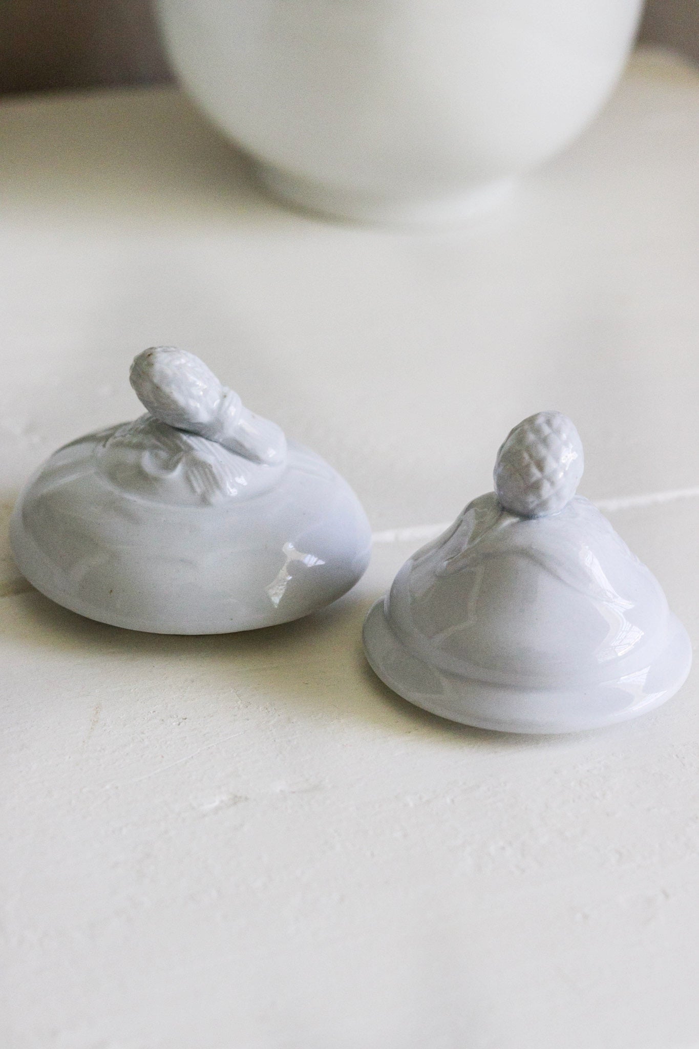 Pair of Ironstone Sugar Pot Lids