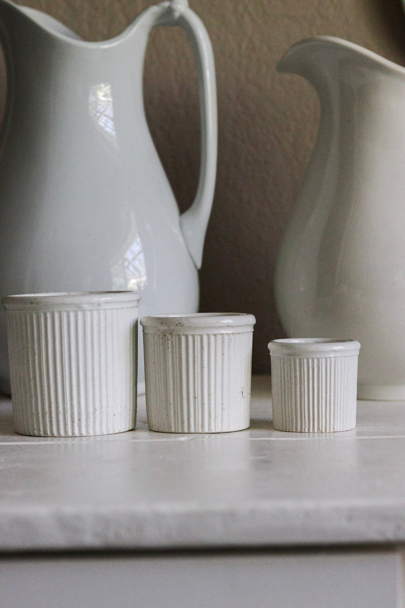 Antique English Maling Pots - Set of Three