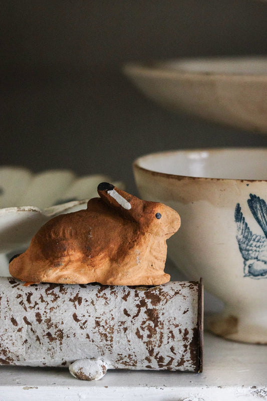 Antique German Candy Container - Bunny on a Log