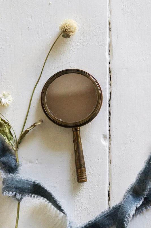 Petite French Brass Hand Mirror