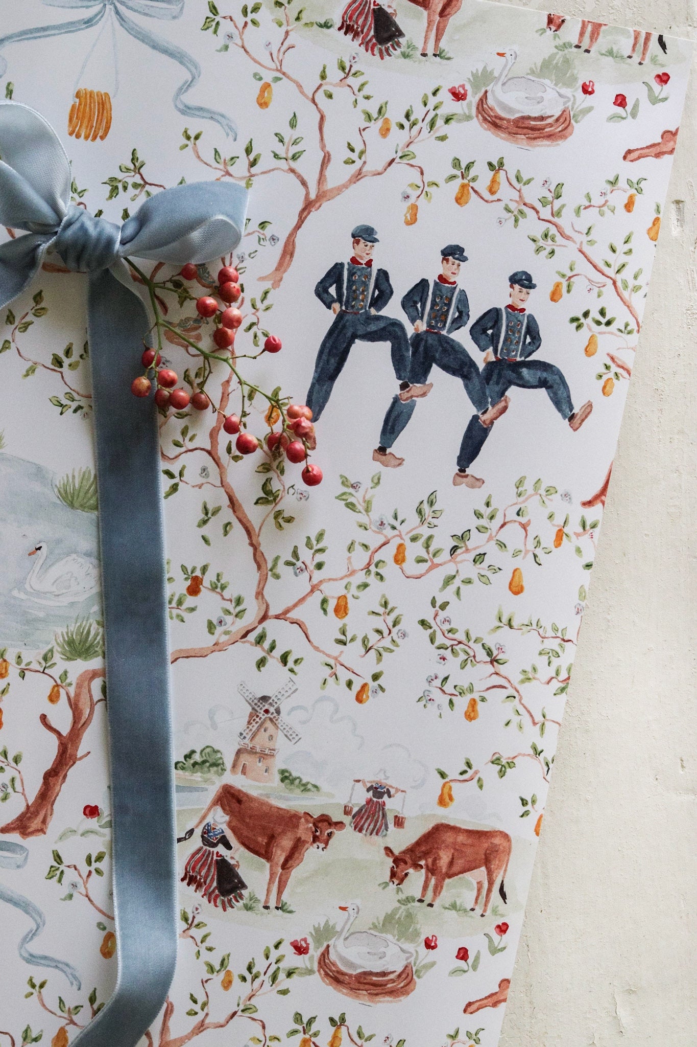 Christmas Toile Wrapping Paper Sheets