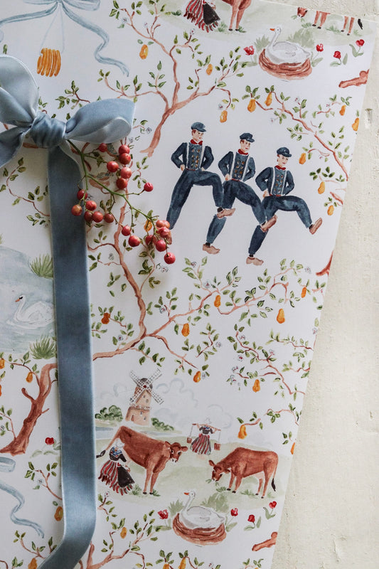 Christmas Toile Wrapping Paper Sheets