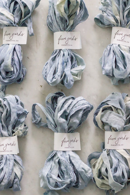 Botanically Dyed Silk Ribbon - Chambray Blue