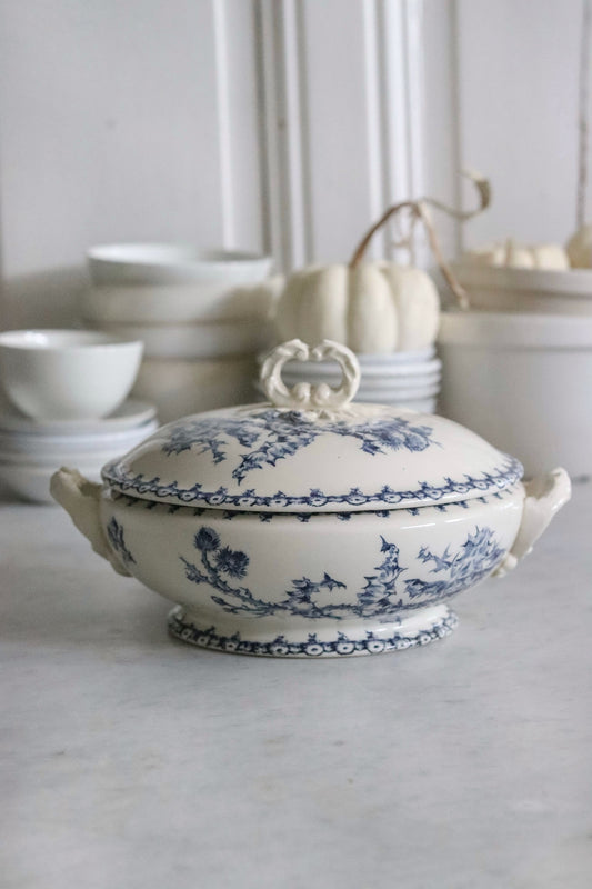 Antique Transferware Tureen with Thistles