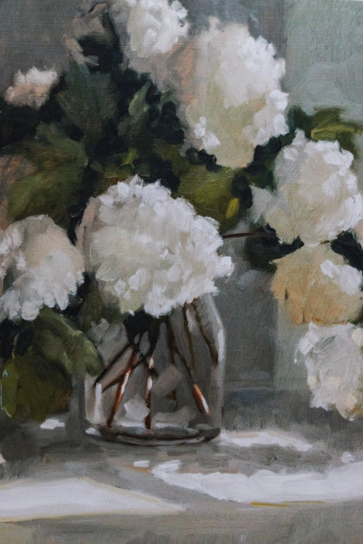 Snowball Viburnum in Glass Vase Print