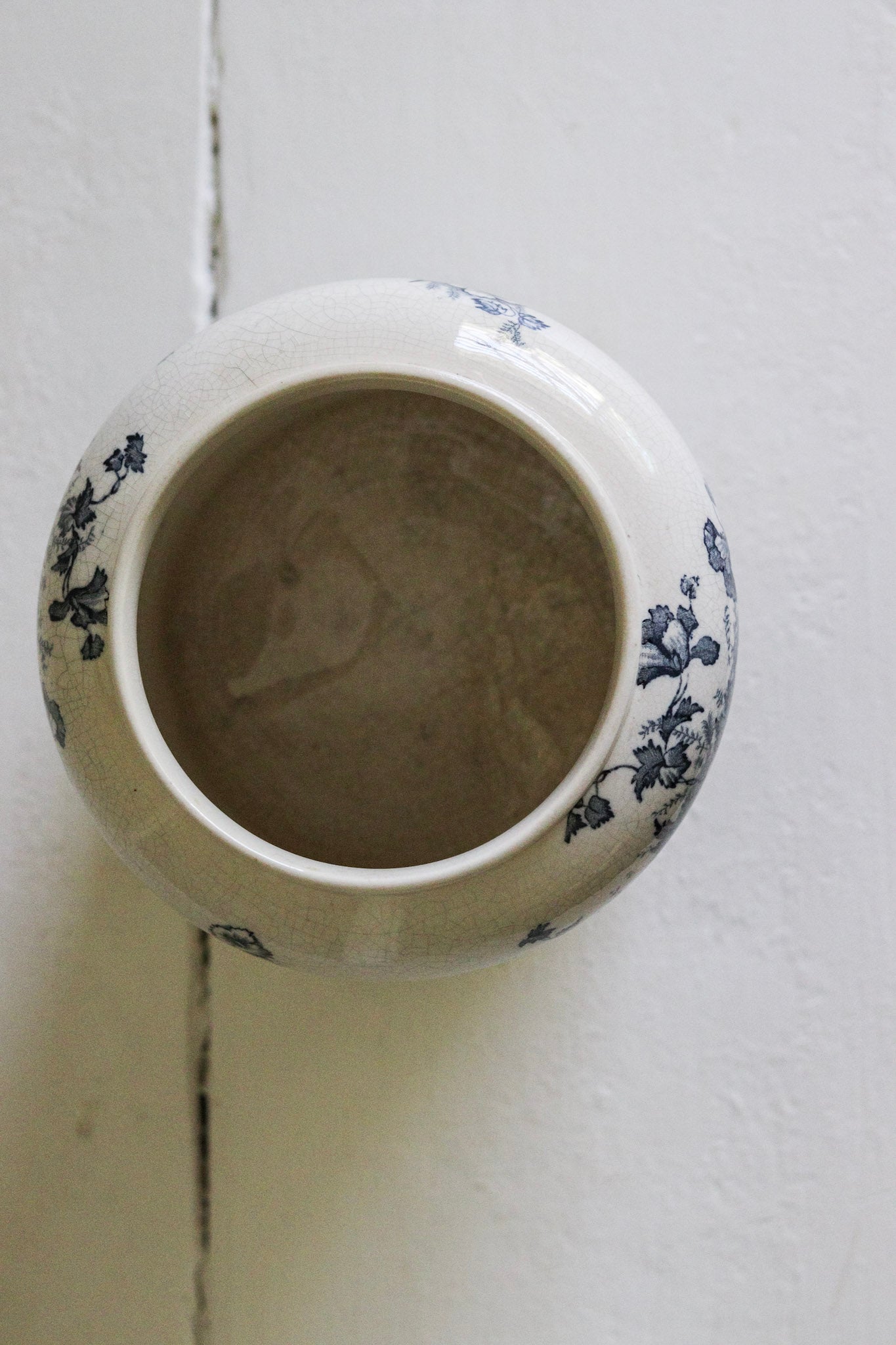 Antique English Transferware Pot with Flowers