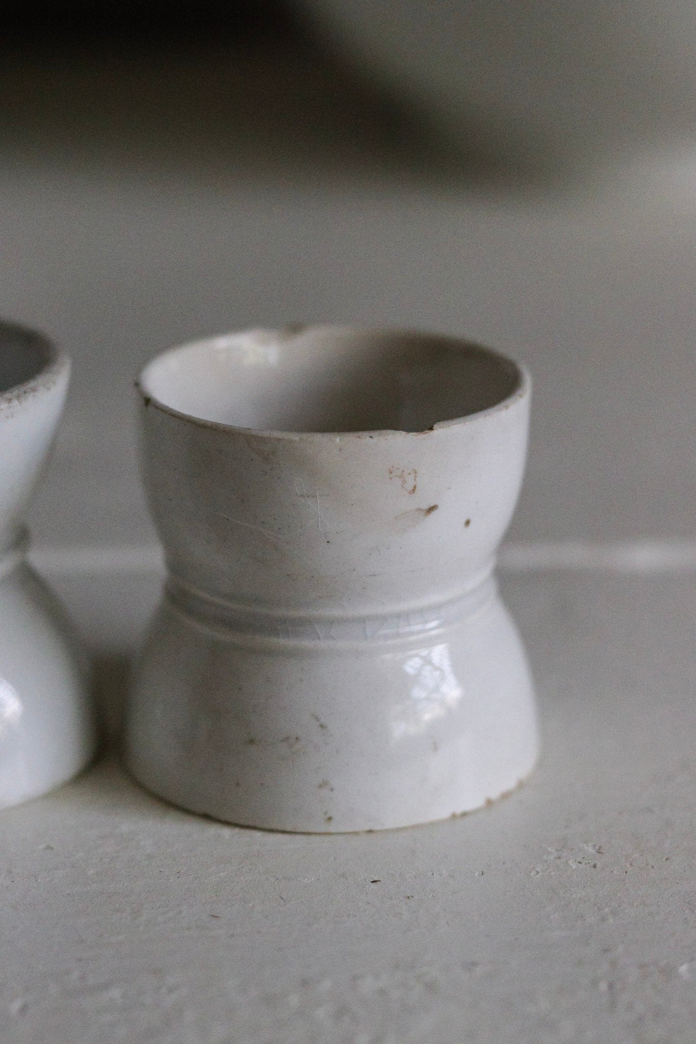 Pair of Antique French Ironstone Egg Cups No.2 - See Description