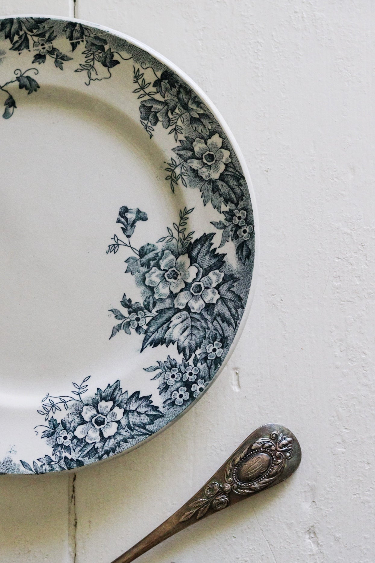 Antique French Transferware Plate with Flowers