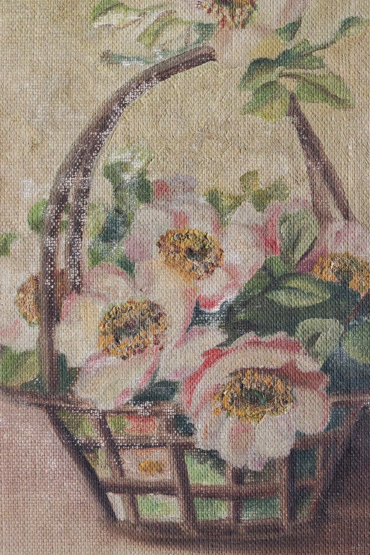 A Basket of Camellias Oil Painting