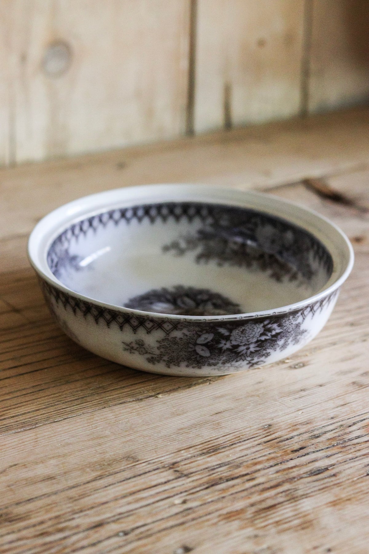 Antique French Transferware Bowl with Flowers