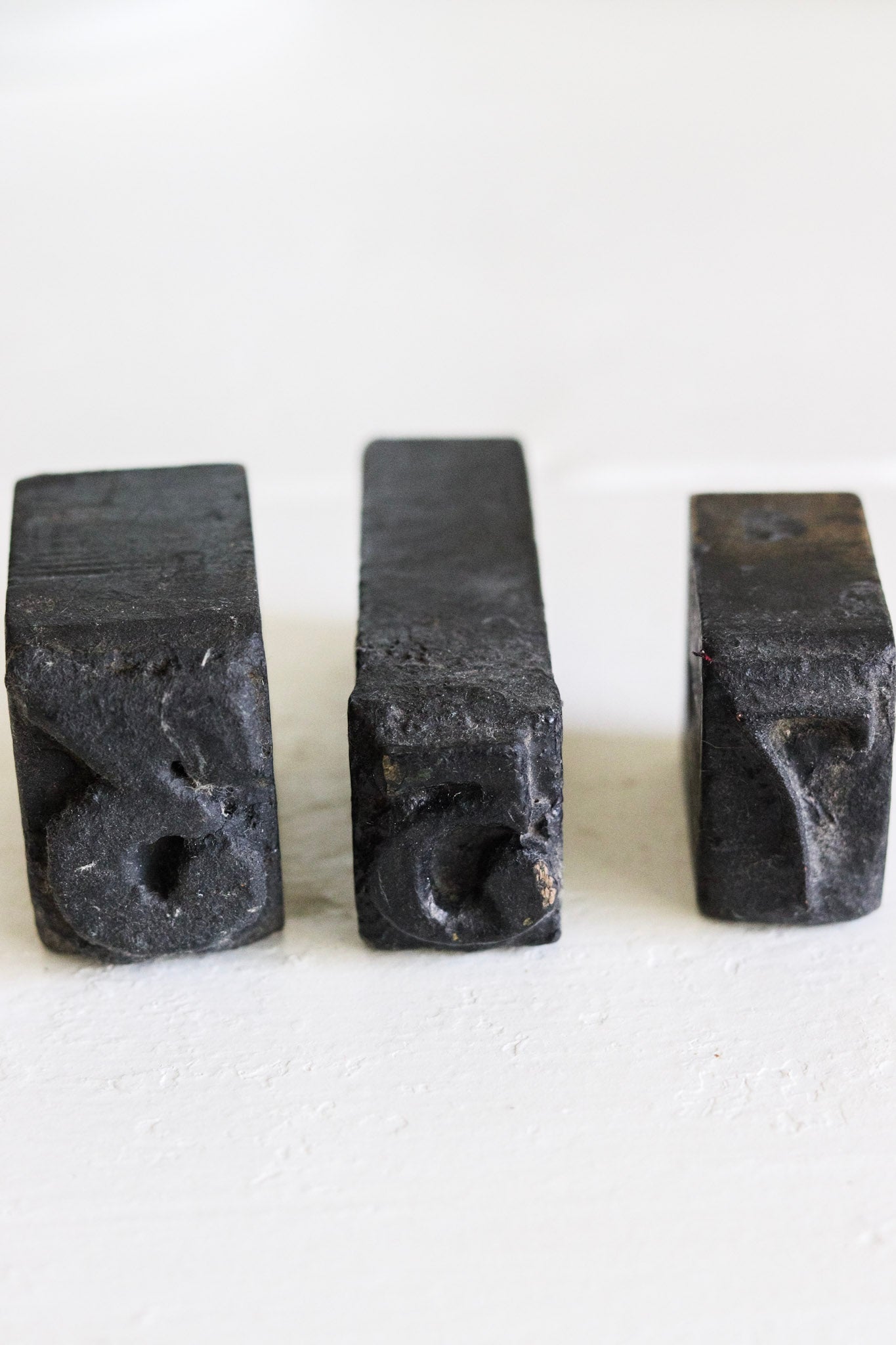 Large Antique Wooden Number Stamps - Set of Three