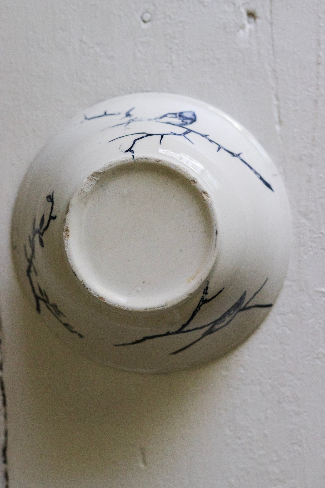 Antique French Transferware Bowl with Birds