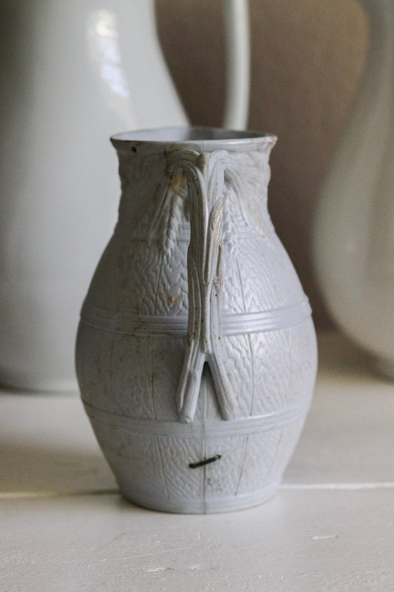 Antique English Pitcher with Staple Repairs