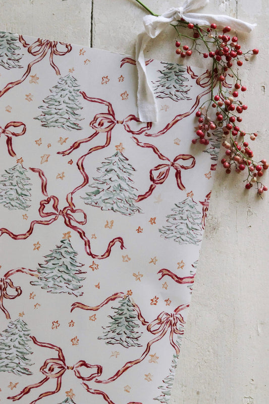 Trees and Bows Wrapping Paper Sheets