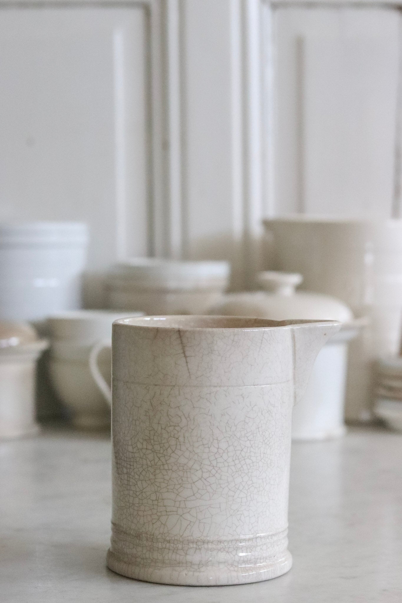 Vintage Ironstone Syrup Pitcher with Staining