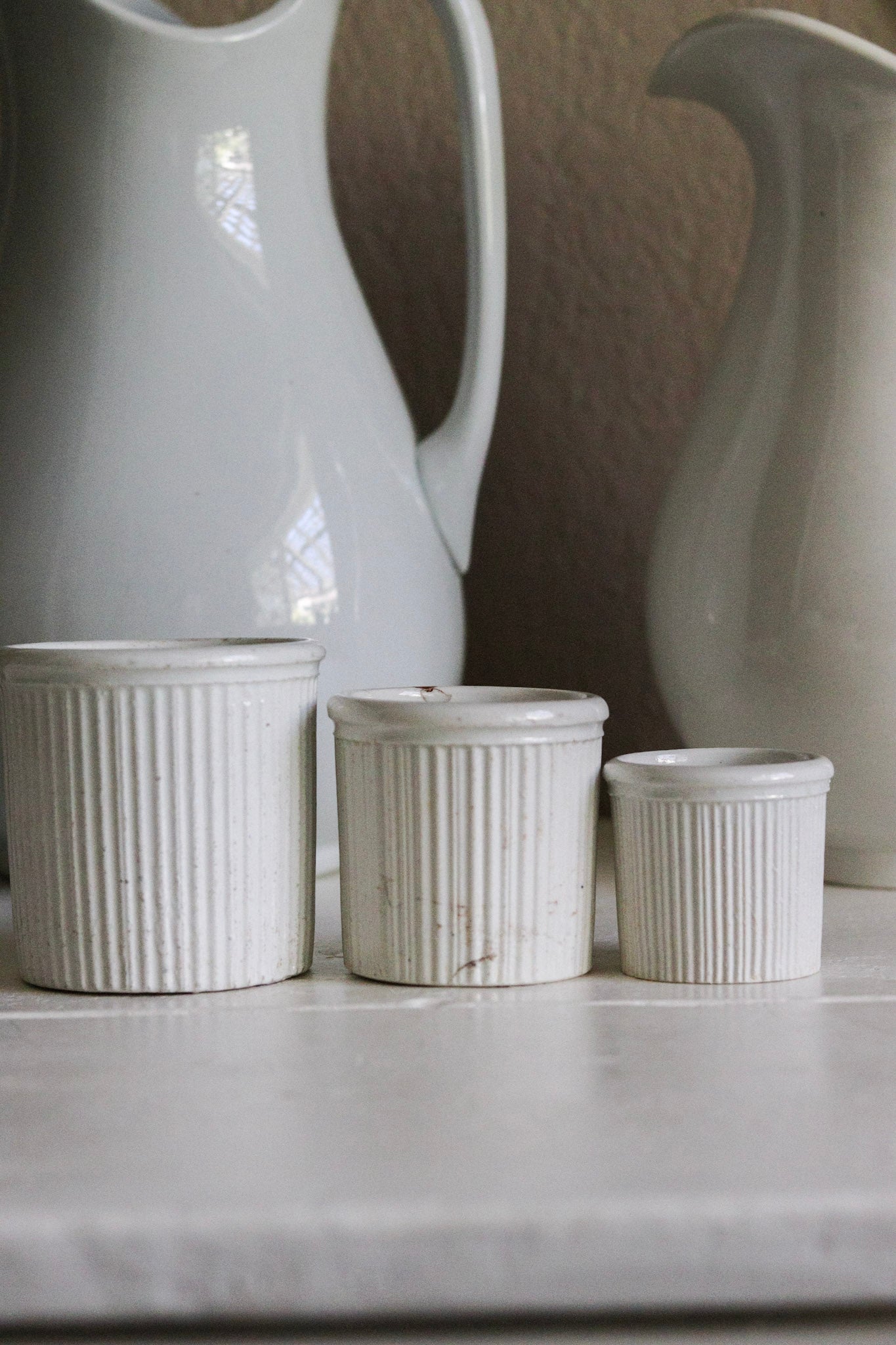 Antique English Maling Pots - Set of Three