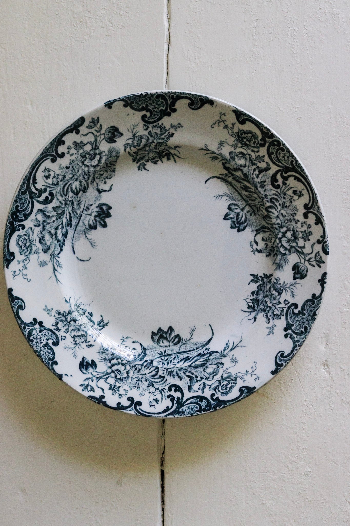 Antique French Transferware Plate with Flowers