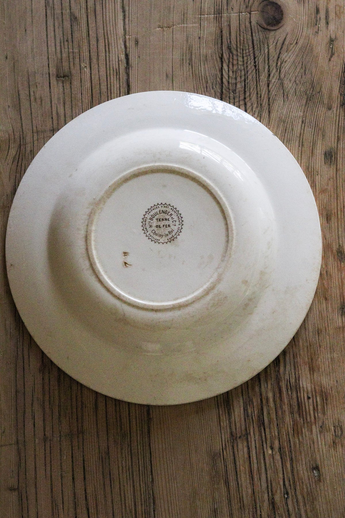 Antique French Transferware Shallow Bowl with Birds