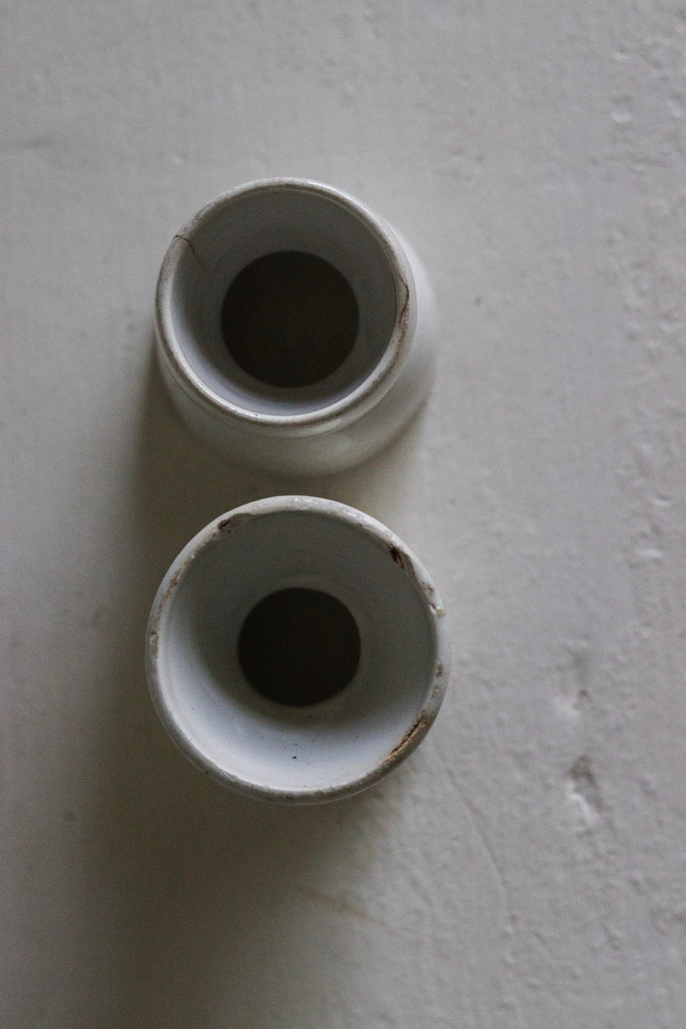 Pair of Antique French Ironstone Egg Cups No.1 - See Description