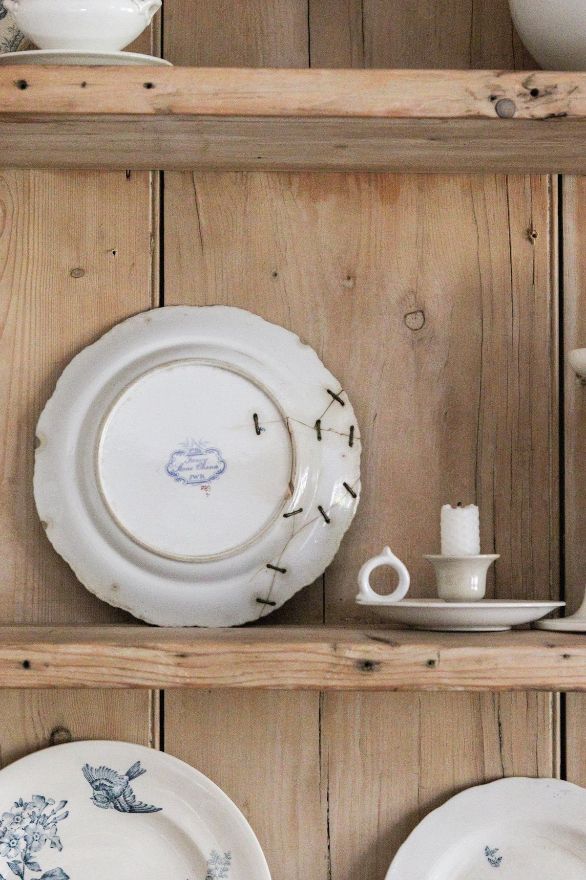 Antique English Staple Repaired Plate
