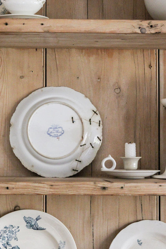 Antique English Staple Repaired Plate
