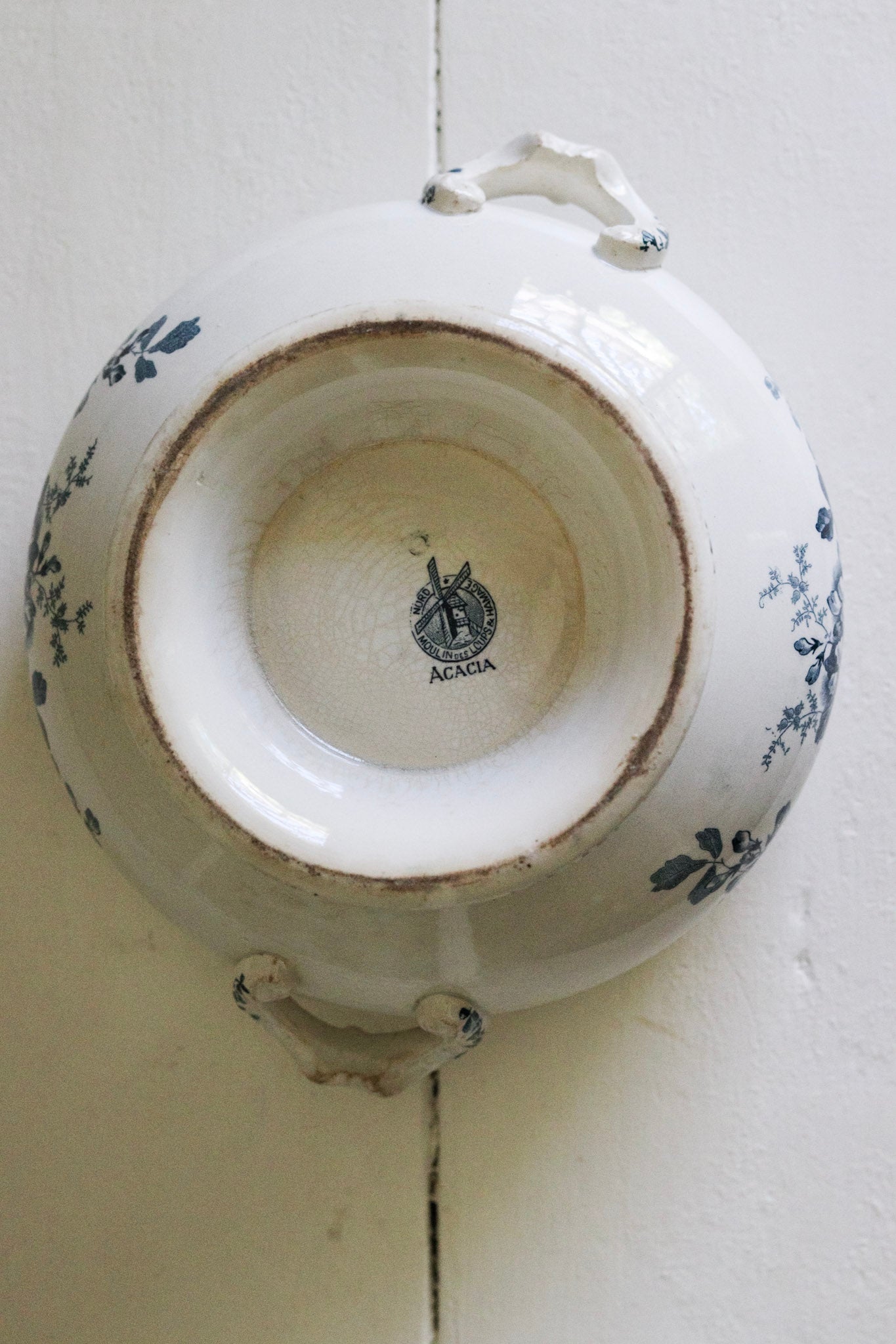 Antique French Transferware Tureen with Flowers