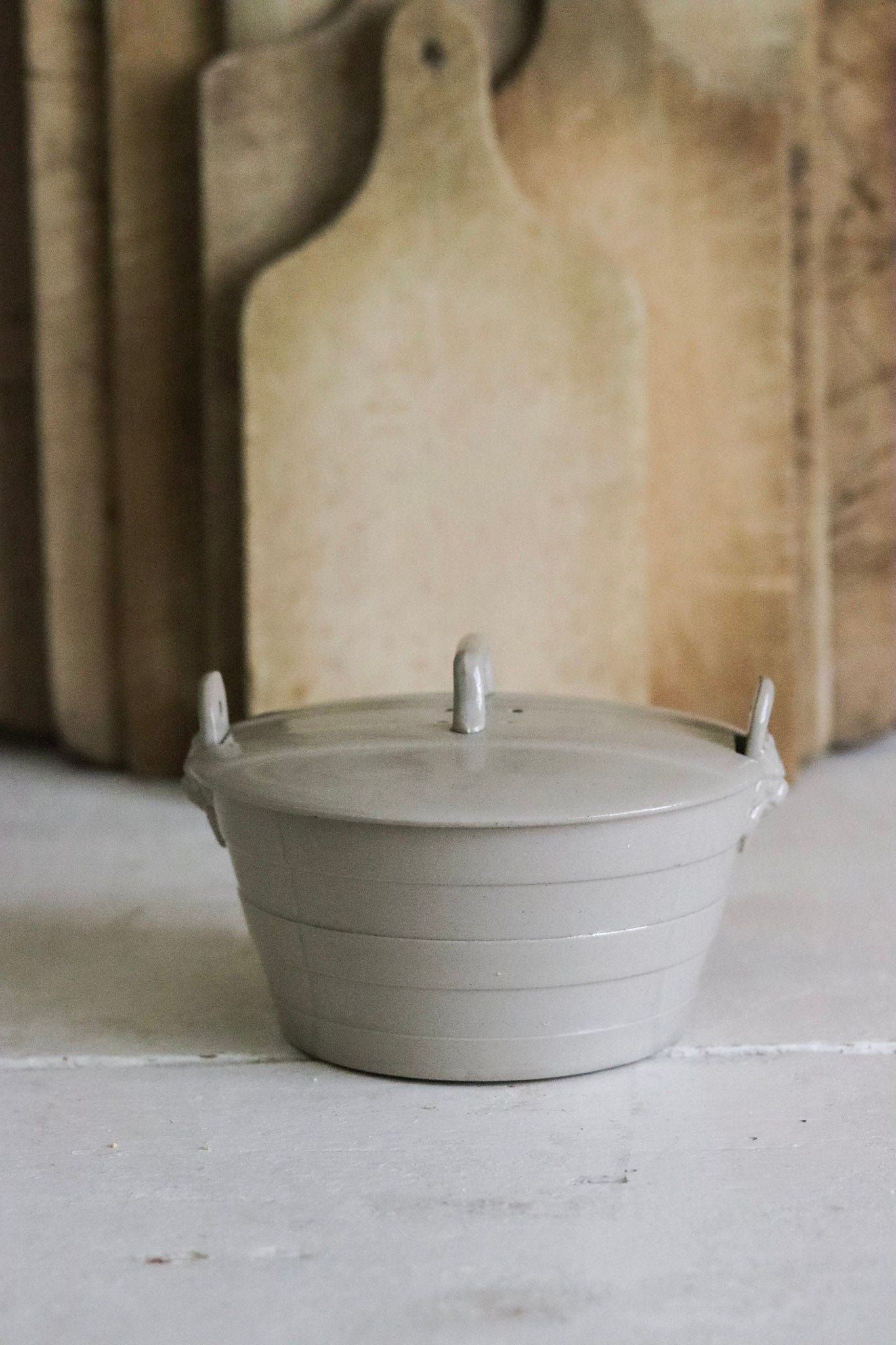 Vintage English Butter Keeper with Lions Heads