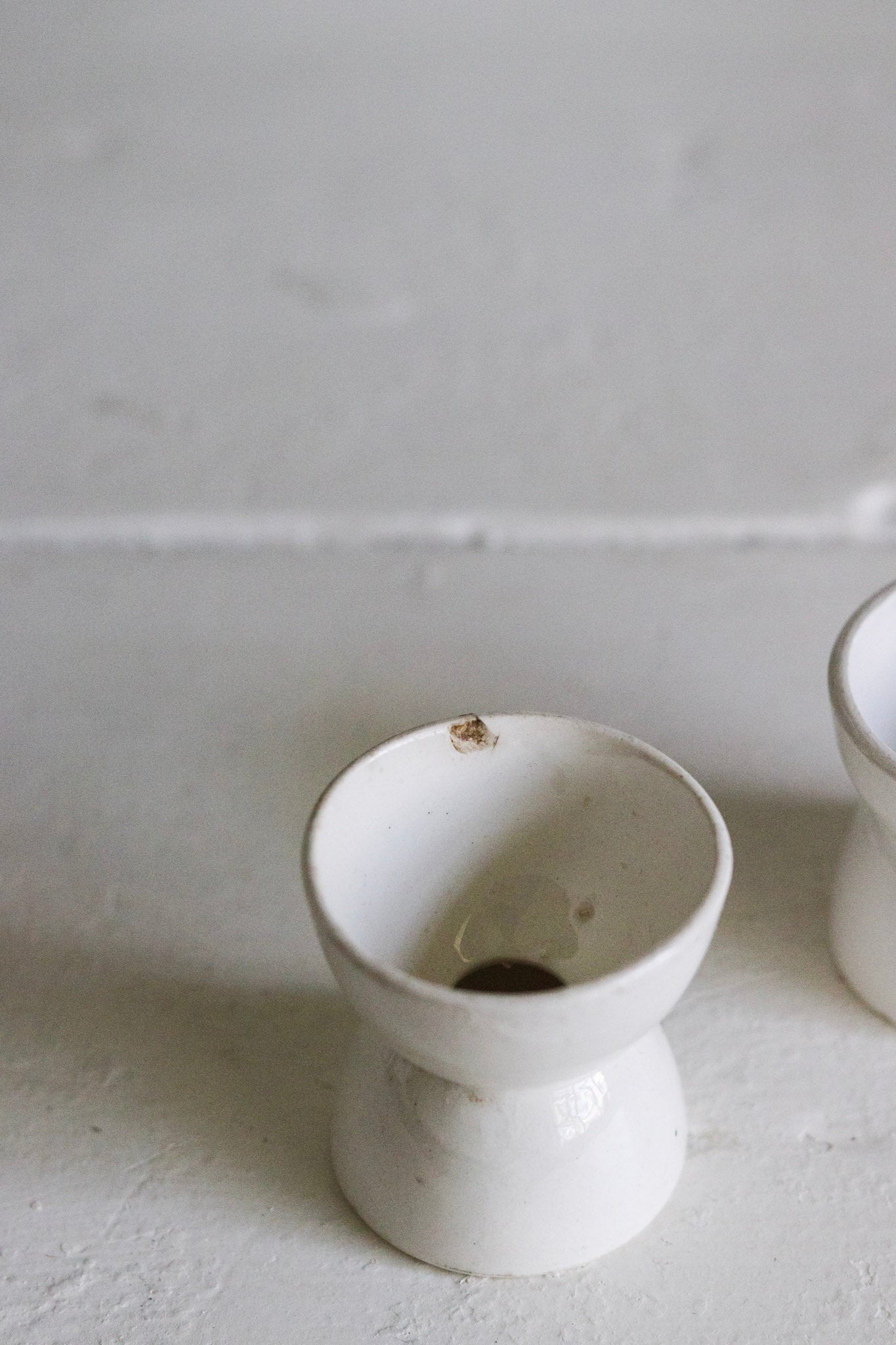 Pair of Antique French Ironstone Egg Cups No.3 - See Description