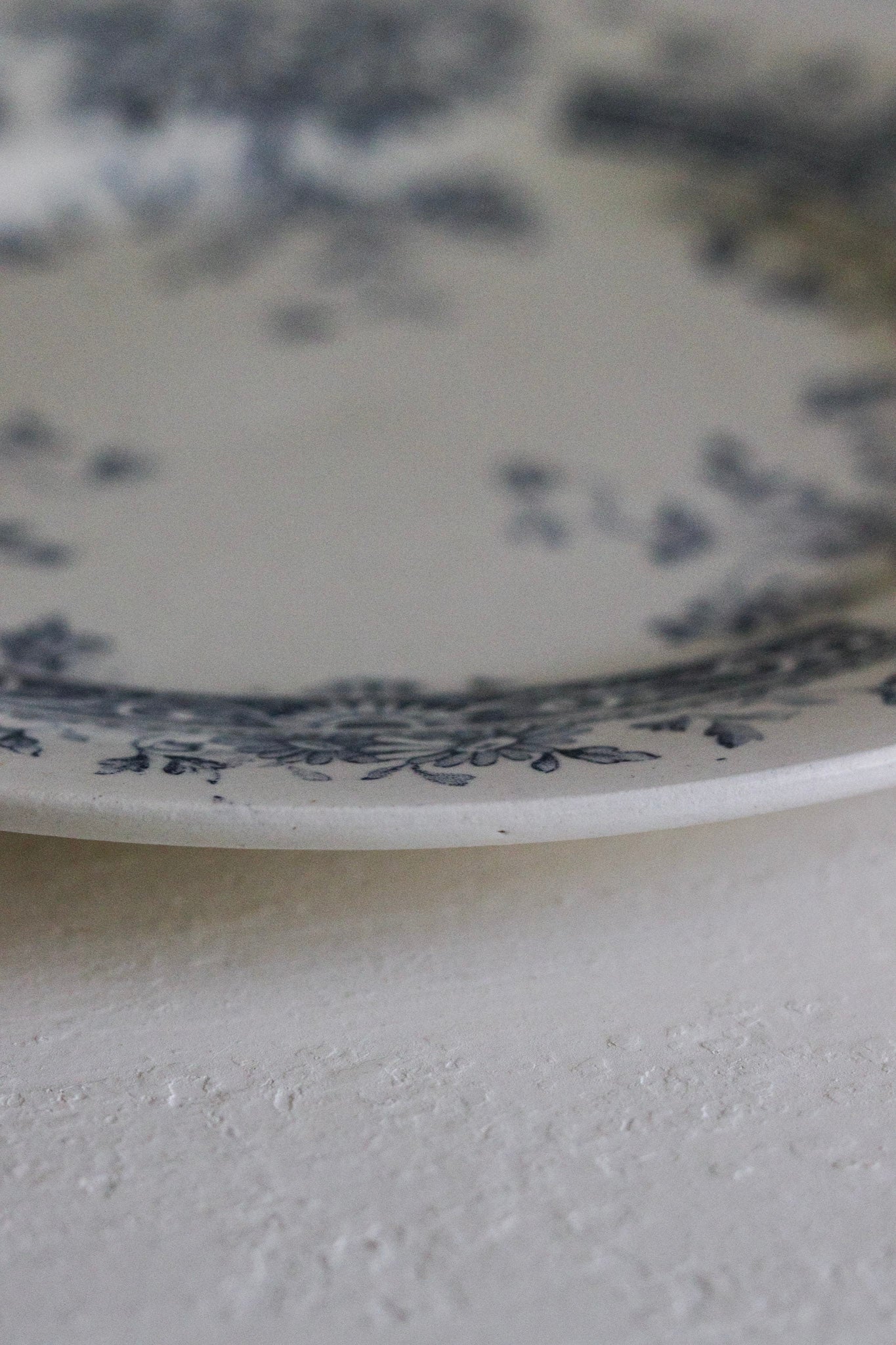 Antique French Transferware Plate with Flowers