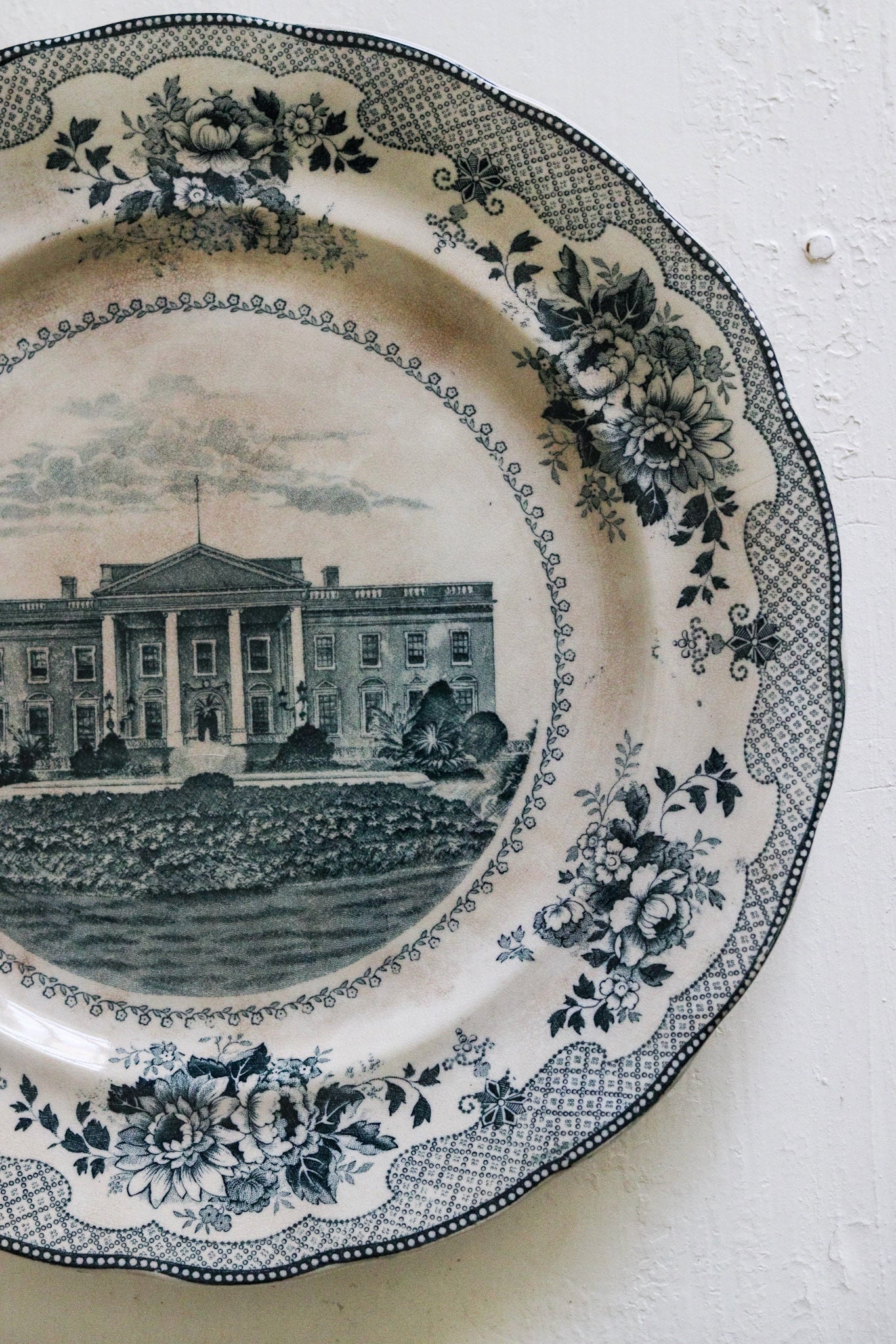 Antique Transferware Plate with The White House