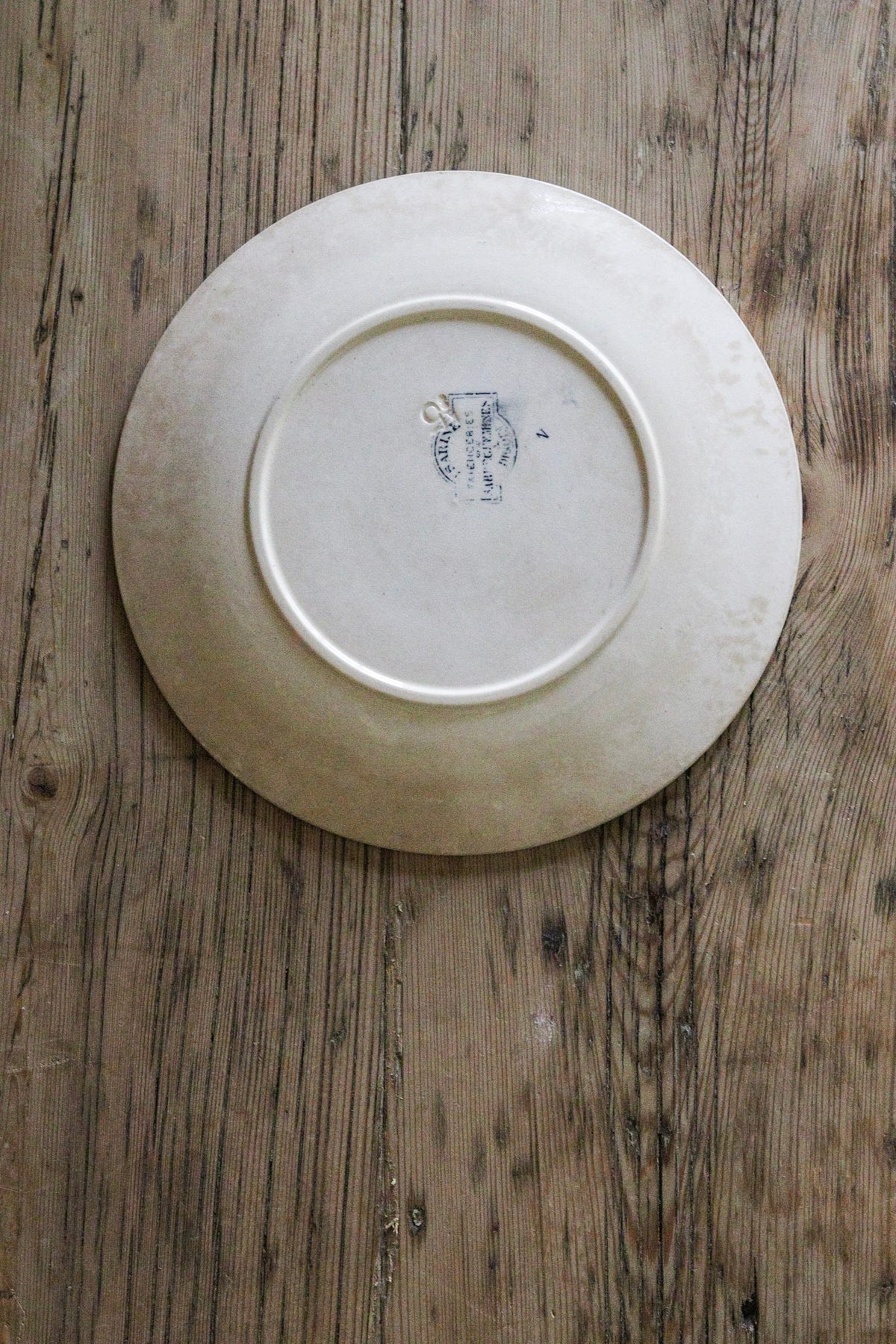 Antique French Transferware Plate with Flowers and Butterflies