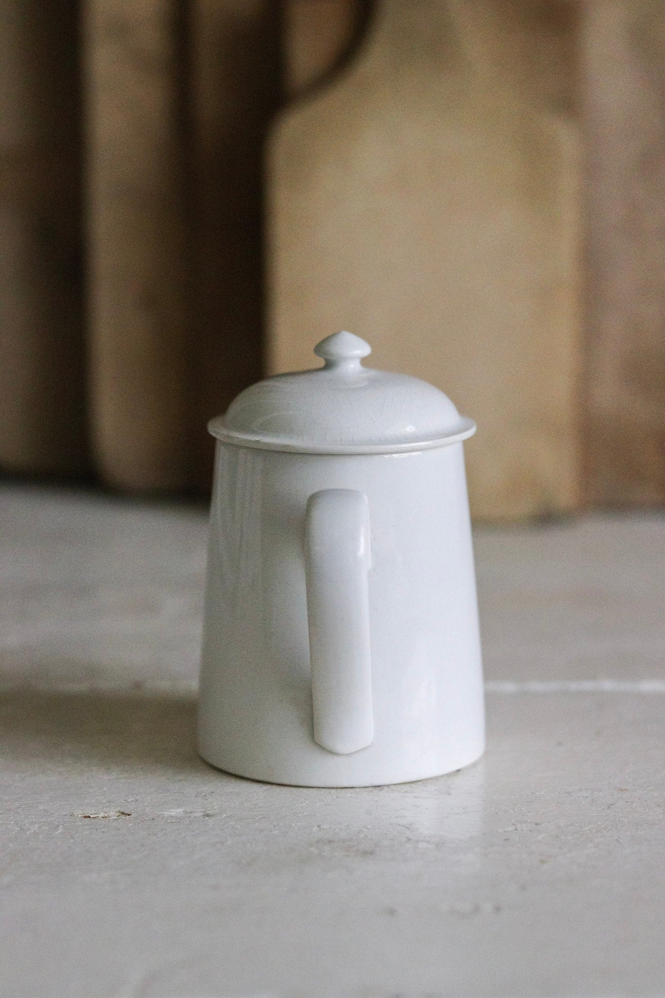 Petite Vintage French Ironstone Creamer with Lid