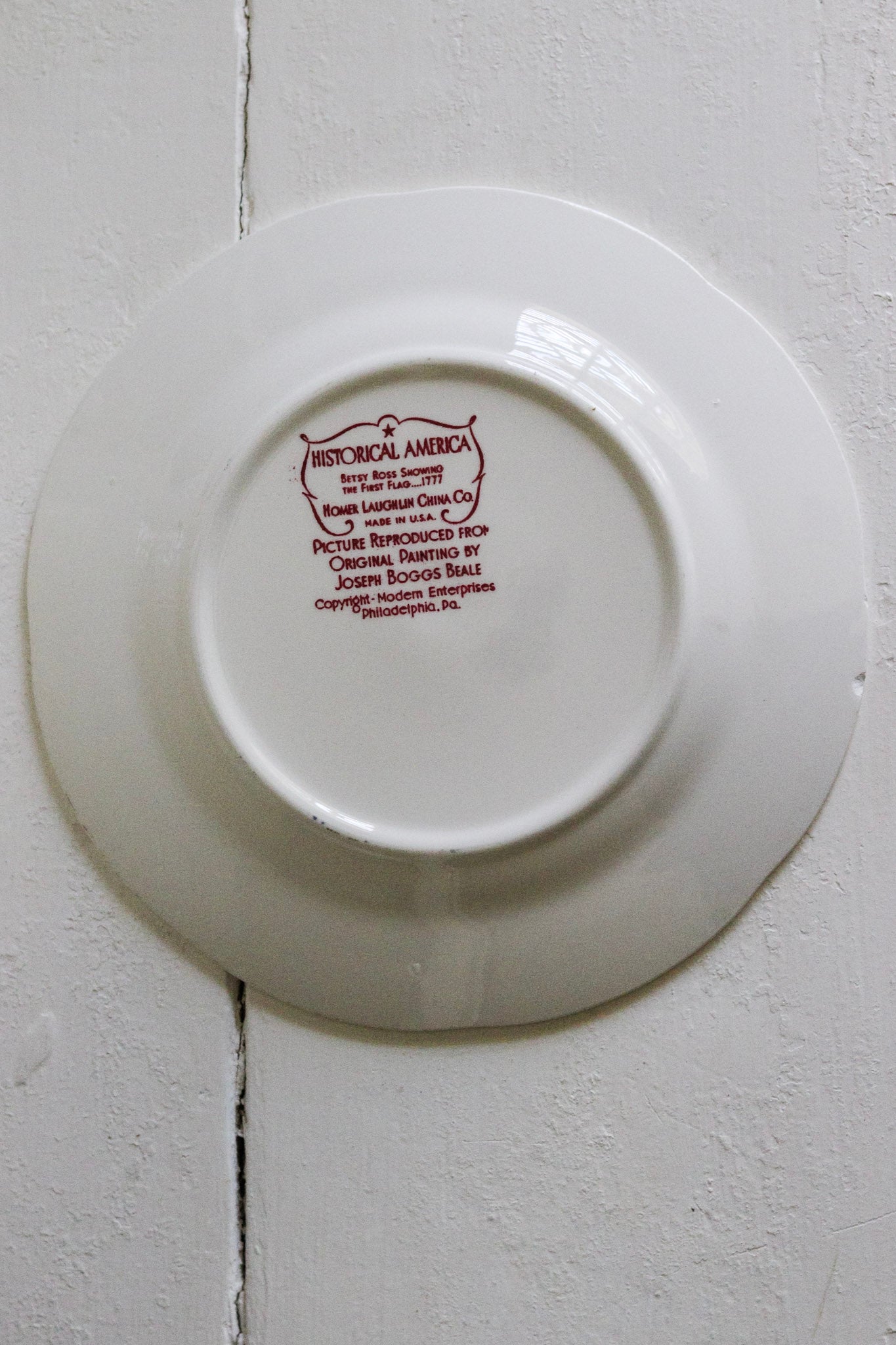 Vintage Transferware Plate with Betsy Ross and the First Flag