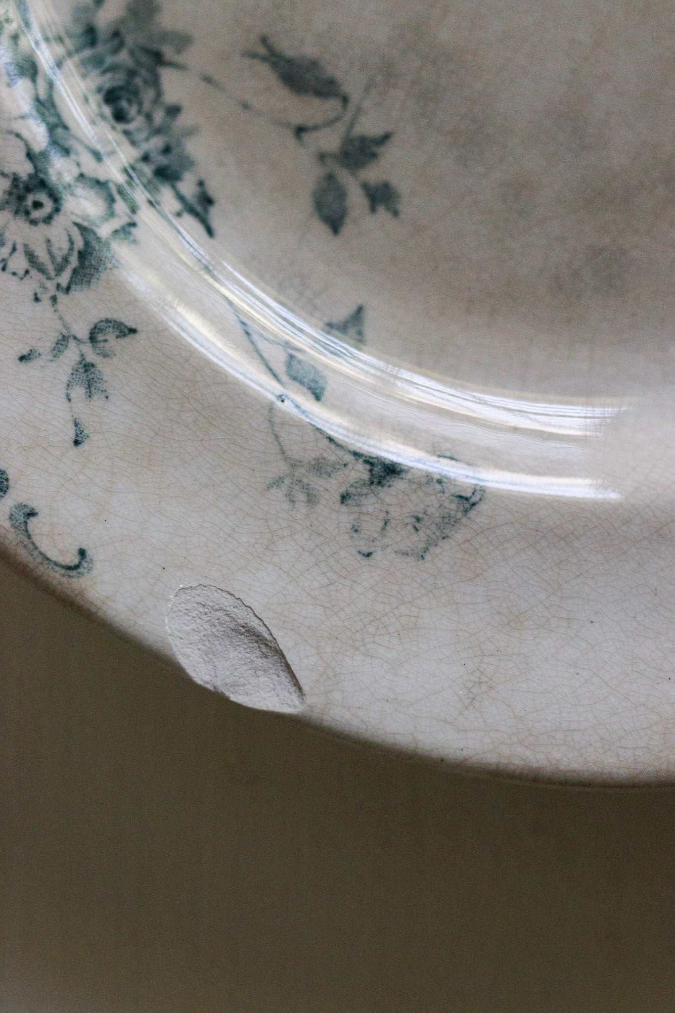 Antique English Transferware Platter with Flowers