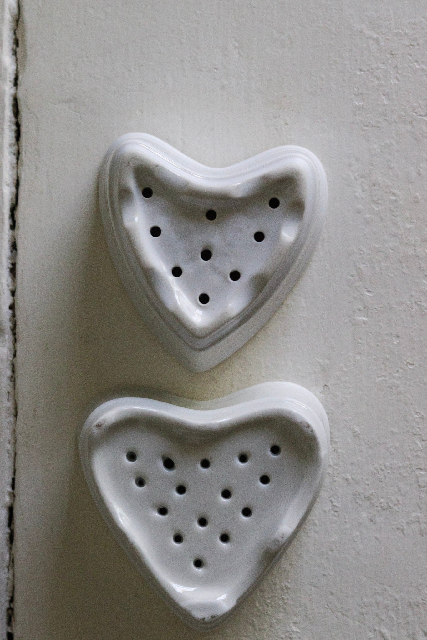 Vintage French Heart Shaped Cheese Molds  - Set of Two
