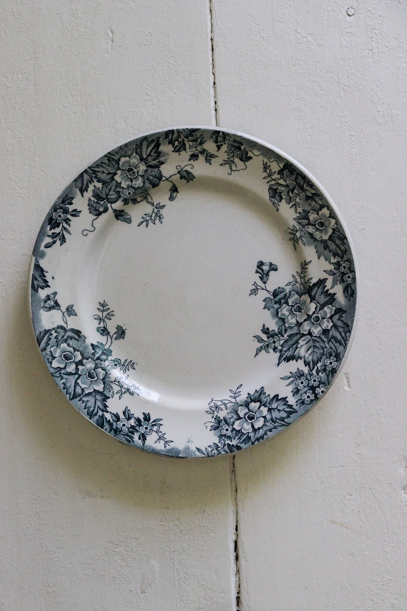 Antique French Transferware Plate with Flowers