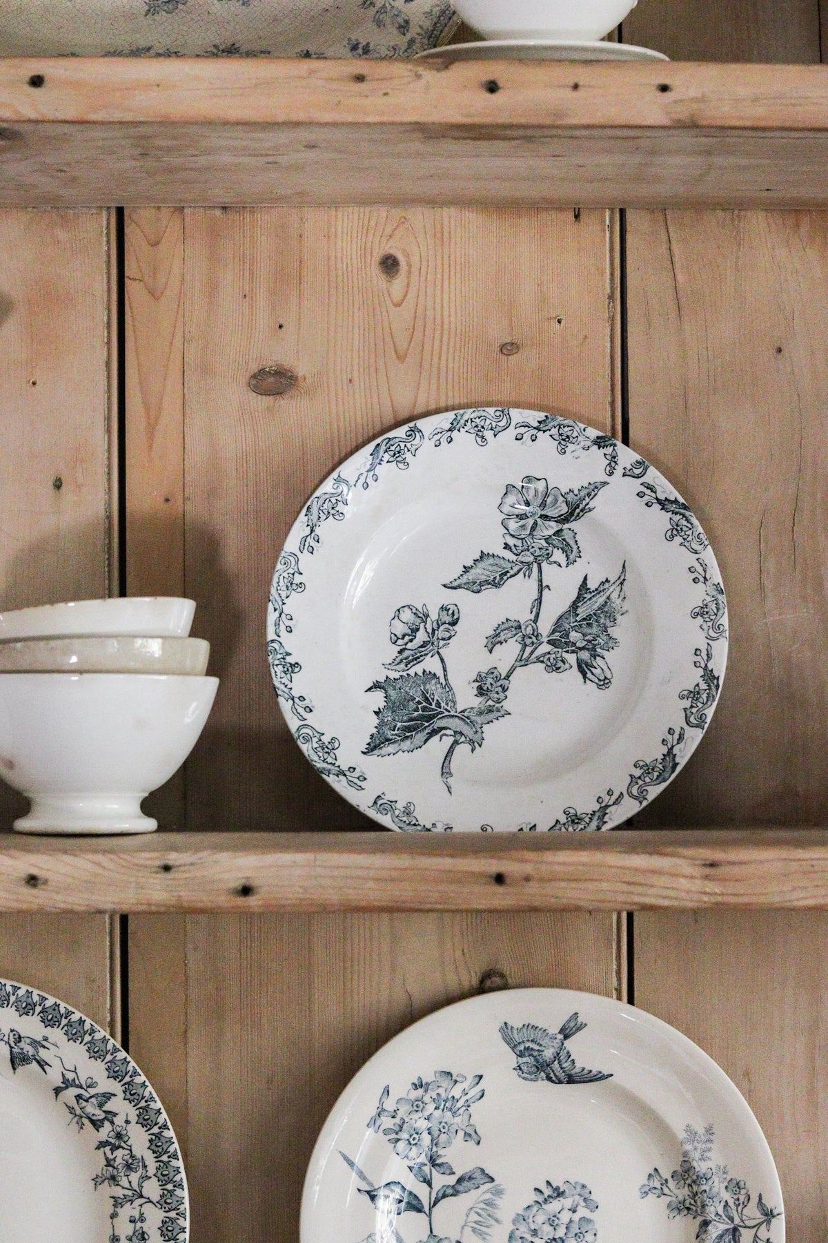 Antique French Transferware Plate with Flowers