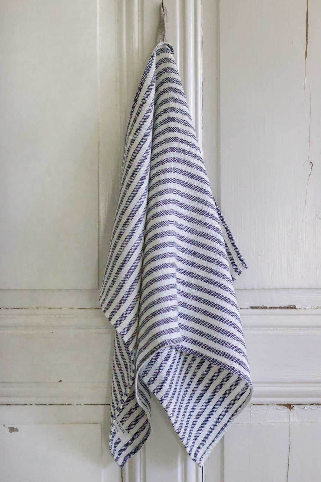 Linen Chambray Hand Towel - Blue Stripe