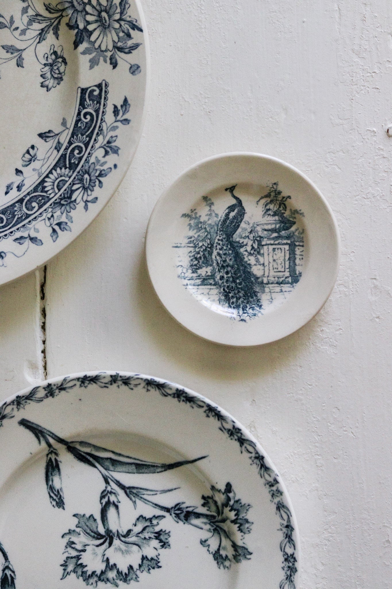 Antique French Transferware Child's Dînette Plate with Peacock