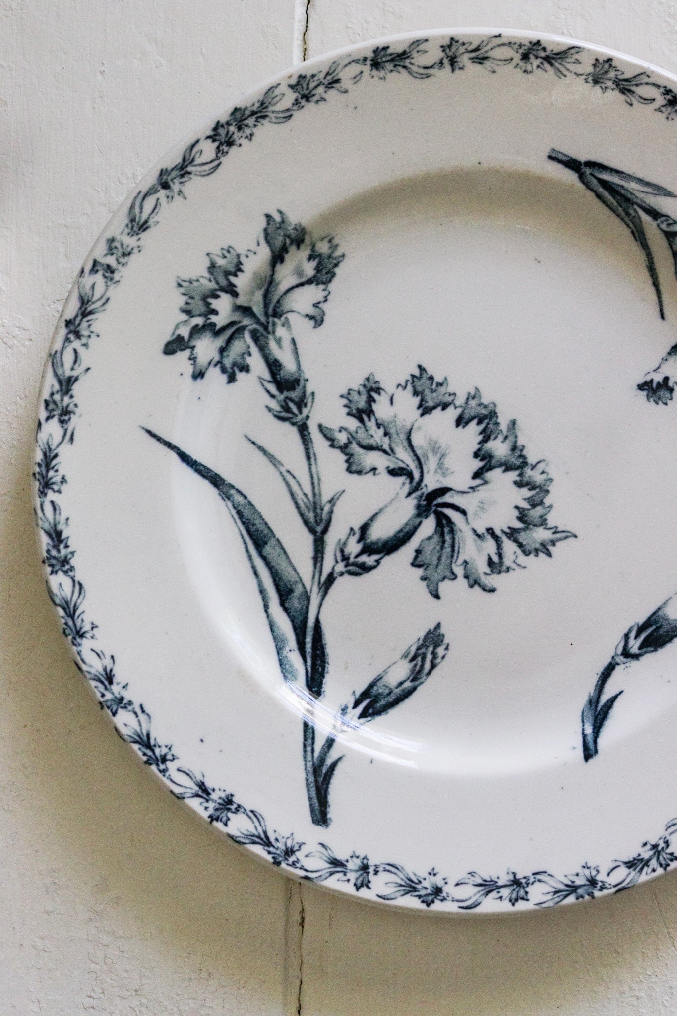 Antique French Transferware Plate with Flowers No.2