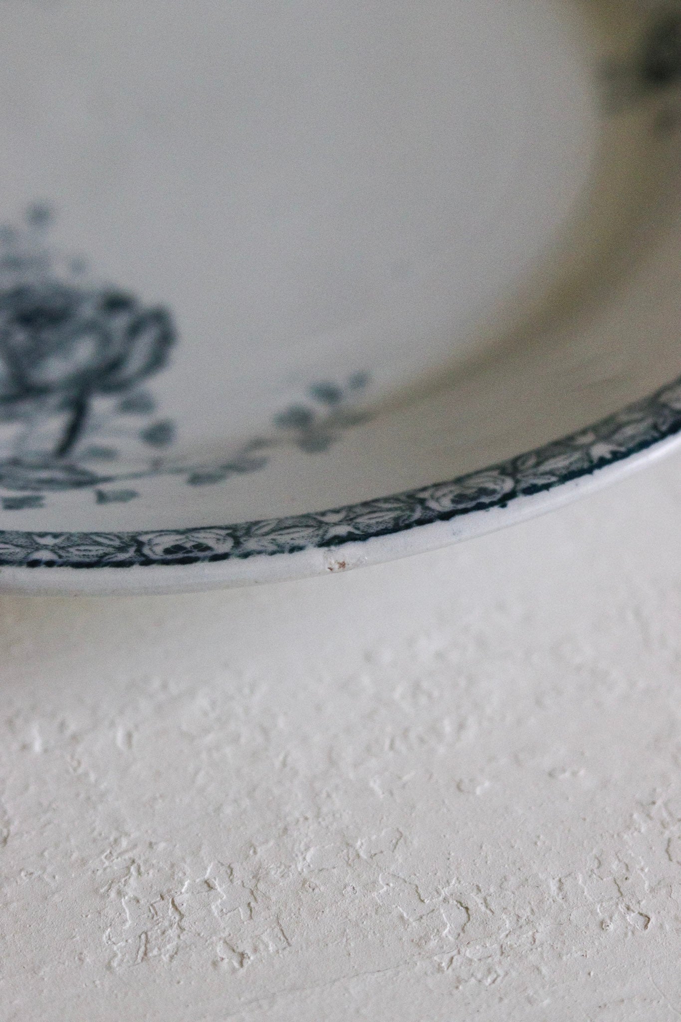 Antique French Transferware Plate with Roses