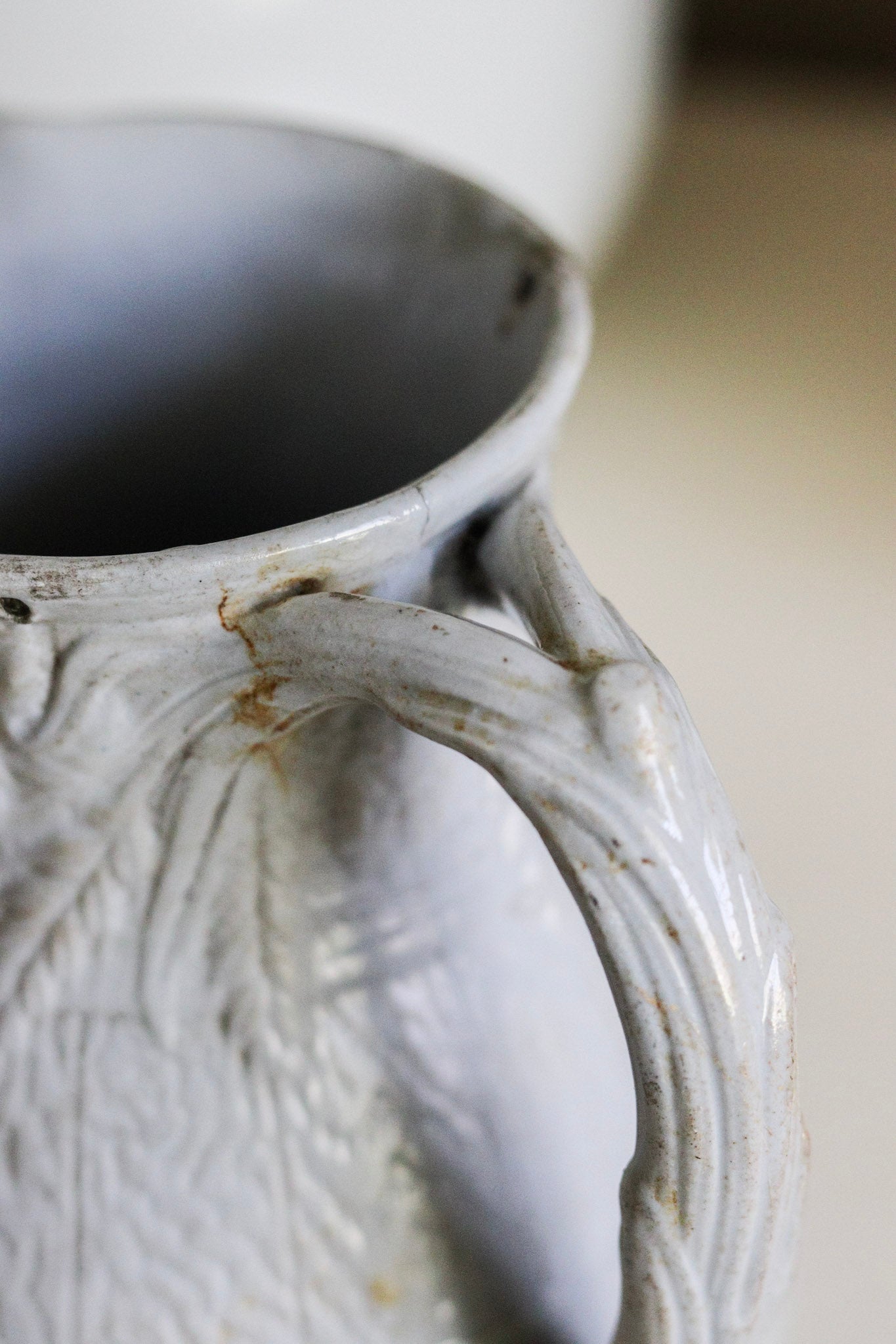 Antique English Pitcher with Staple Repairs