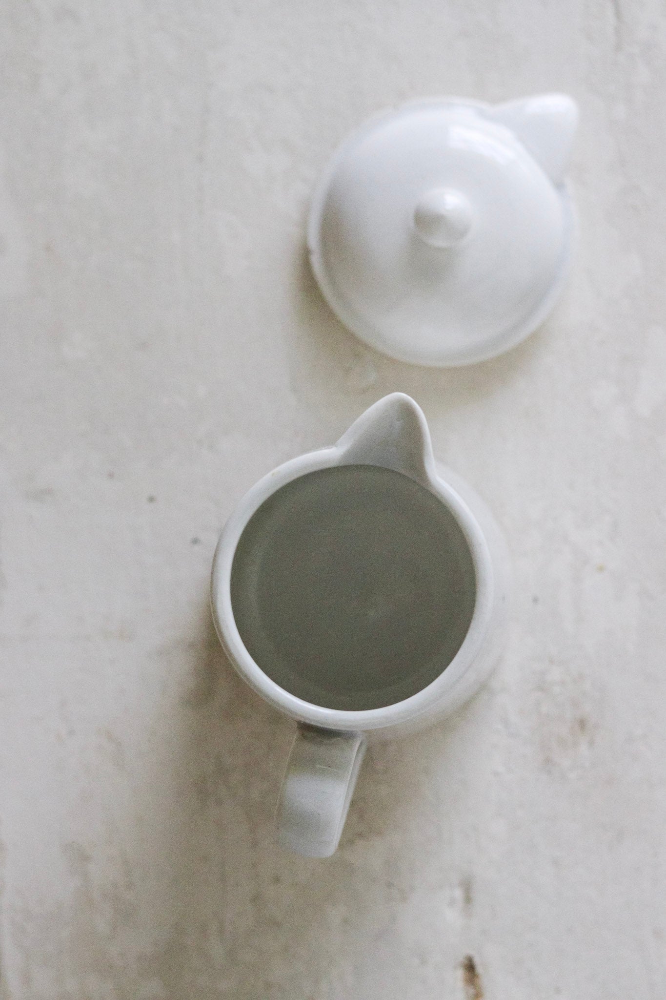 Petite Vintage French Ironstone Creamer with Lid
